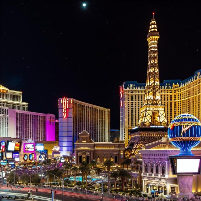 The most famous hotel casinos in Las Vegas.